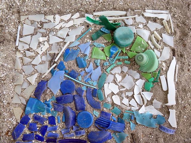 This wave was one of the many art pieces created with plastic collected on the beach.