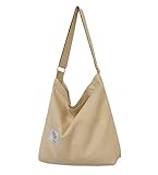 Covelin Women's Retro Large Size Canvas Shoulder Bag Hobo Crossbody Handbag Casual Tote Light Khaki