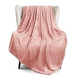 Exclusivo Mezcla Extra Large Fleece Throw Blanket for Couch, Sofa, 300GSM Super Soft and Warm Blankets, Dusty Pink Throw All Season Use, Cozy, Plush, Lightweight, 50x70 Inches