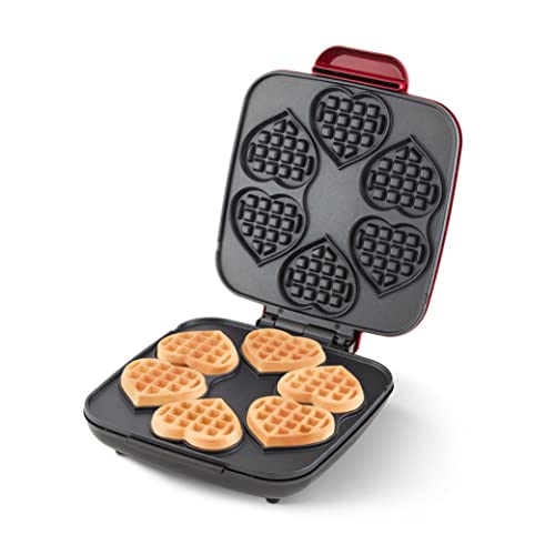 DASH Multi Mini Heart Waffle Maker - Six 3” Heart Shaped Waffle Molds, Nonstick Waffle Iron with Quick Heat-Up, Nonstick Surface - Perfect Mini Waffle Maker for Kids and Families, Just Add Batter