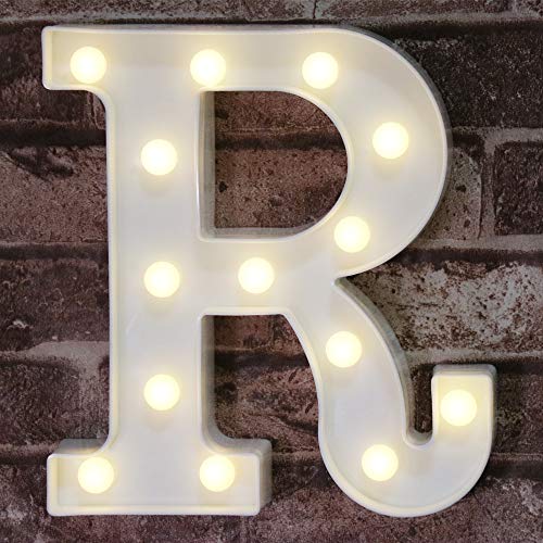 Pooqla LED Marquee Letter Lights Sign, Light Up Alphabet Letter for Home Party Wedding Decoration R