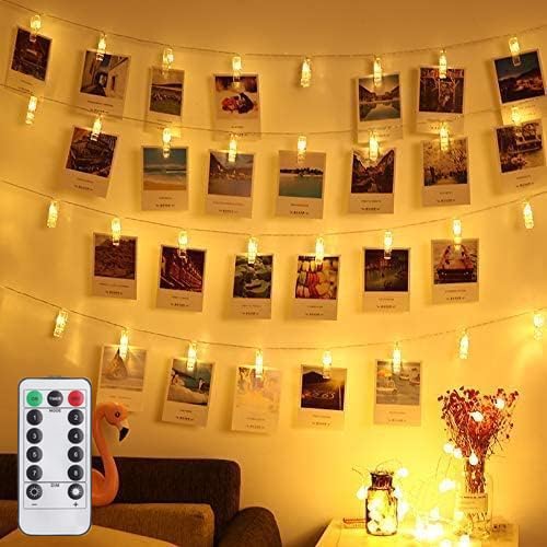 Magnoloran 20 LED Photo Clip Starry Lights with Remote LED Fairy Twinkle Lights Home Festival Decor Lights for Christmas Party Halloween Thanksgiving Wedding Valentine's Day