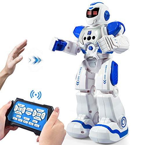 Onadrive Remote Control Robot for Kids Intelligent Programmable Robot with Infrared Controller,Dancing,Singing, Moonwalking and LED Eyes,Gesture Sensing Toys Kit for Childrens Entertainmen (Blue)