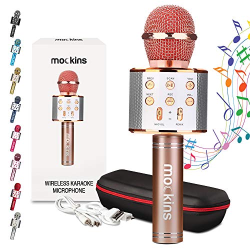 Mockins Rose Karaoke Microphone Wireless w/Built-in Speaker | Wireless Microphones Bluetooth Compatible w/iPhone & Android | Bluetooth Karaoke Microphone for Kids | Portable Microphone Karaoke Mic