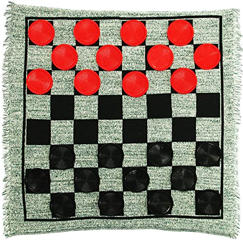 Lulu Home Jumbo Checkers, Giant 3-in-1 Checkers Game Rug Board Game Set, 2 Players