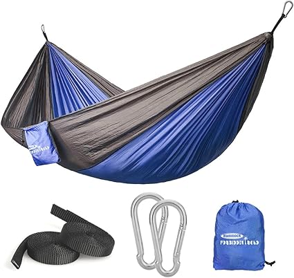 Forbidden Road Hammock Single Double Camping Portable Parachute Hammock for Outdoor Hiking Travel Backpacking - 210D Nylon Taffeta Hammock Swing - Support 400lbs - 660lbs Ropes Carabiners Included