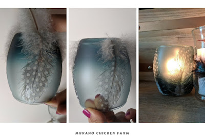 Decorate candles with feathers