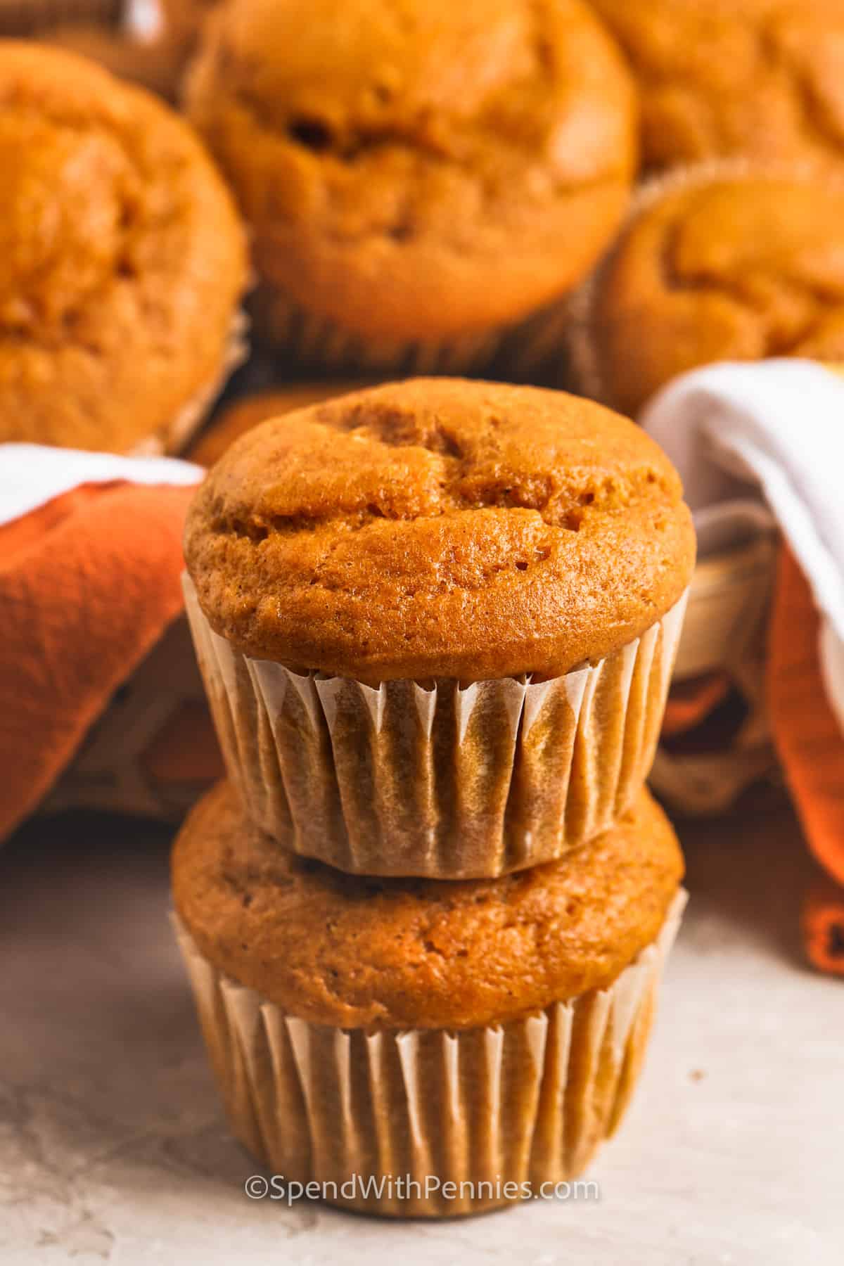 stack of Easy Pumpkin Muffins