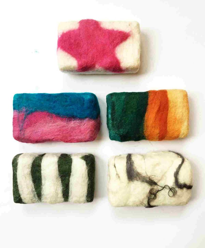 A variety of felted soaps