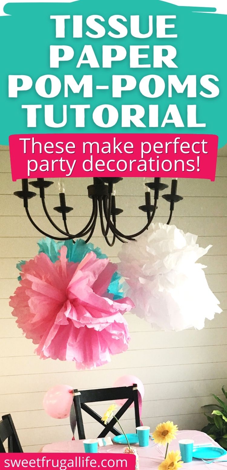 homemade pom poms birthday decoration