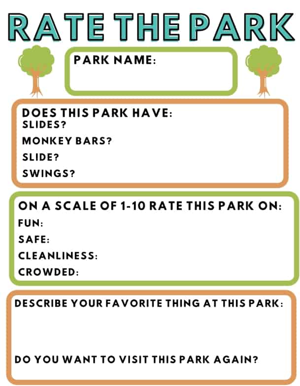 Rate The Park printable