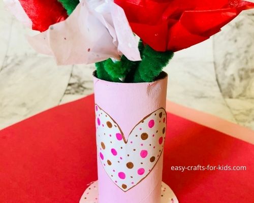 Valentine’s Day Toilet Paper Roll Flower Vase 