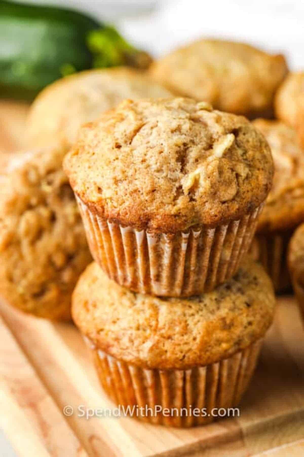 stacked zucchini muffins 