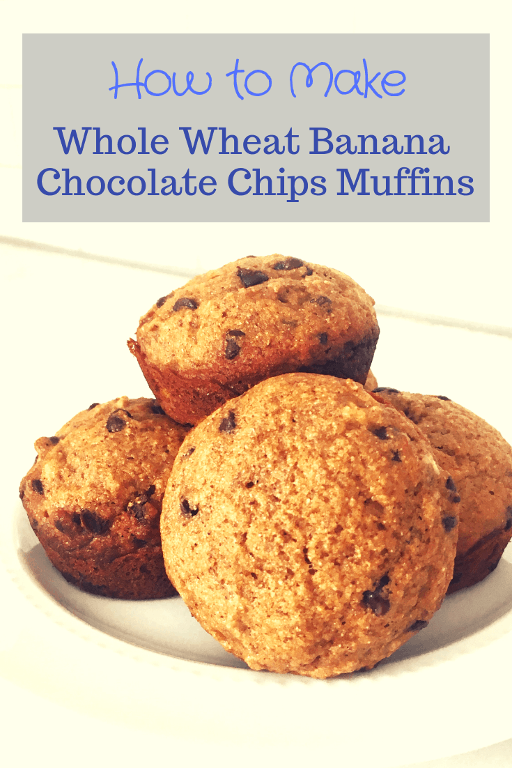 whole wheat banana chocolate chips muffins